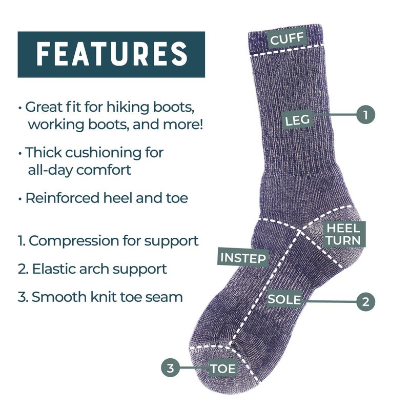 MERIWOOL Merino Wool Hiking Socks for Men n Women - 3 Pairs - Image 3